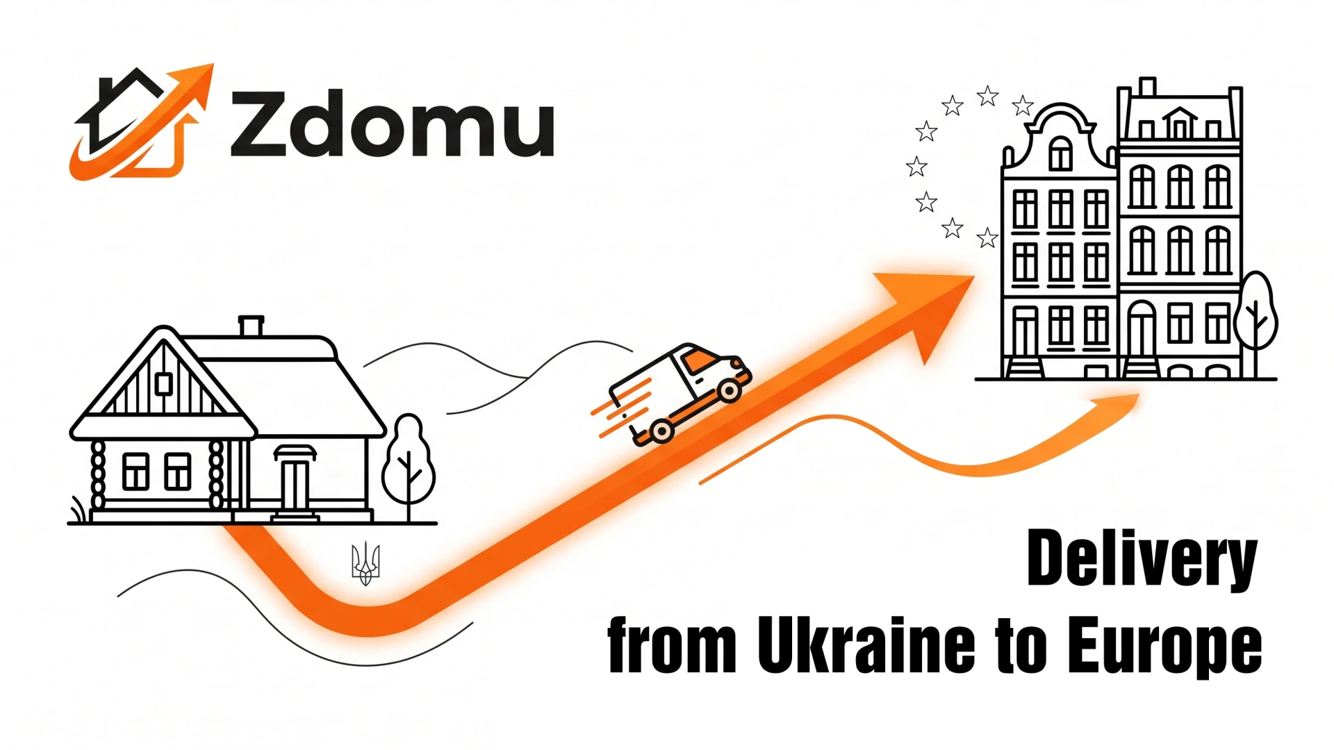 Zdomu illustration om levering af varer fra Ukraine til Europa
